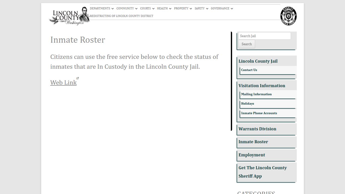 Inmate Roster – Jail - Lincoln County, Washington